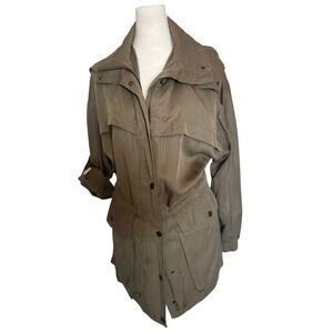 Zara Women Military Jacket Safari XS Olive Drab Lyocell Gorpcore Utility